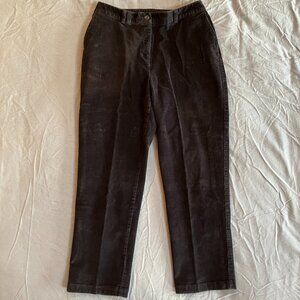 GUC LL Bean Sz. 14 Black Stretch Corduroy Pants Elastic Waist Classic Curvy Fit
